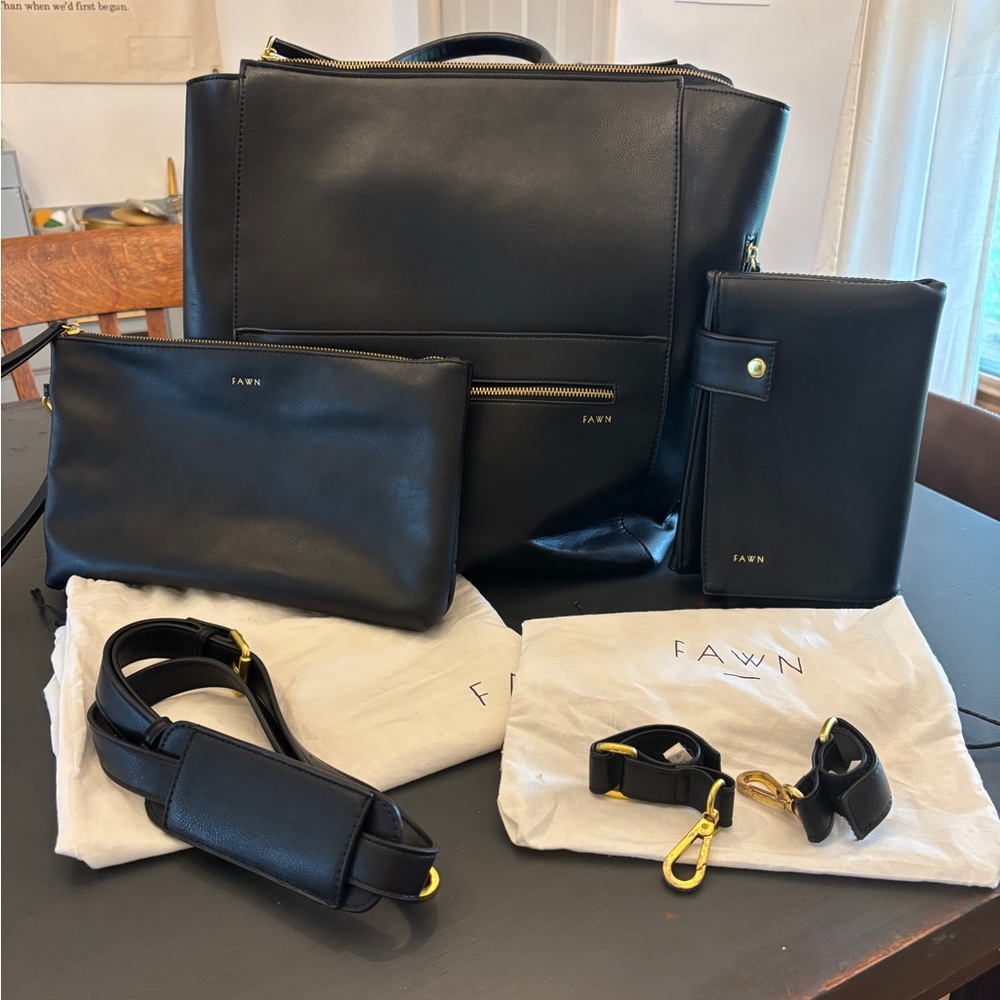 Fawn Design Black Square Diaper Bag Bundle